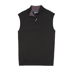 Lightweight Saxxon Wool Half-Zip Vest - Black